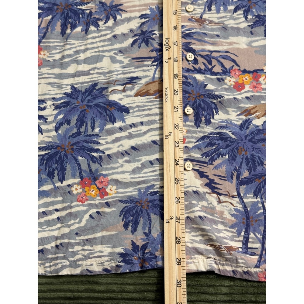 Faherty Men Blue Tropical Palm Tree Viscose Camp Shirt Summer Comfort M GG02 - Picture 3 of 8